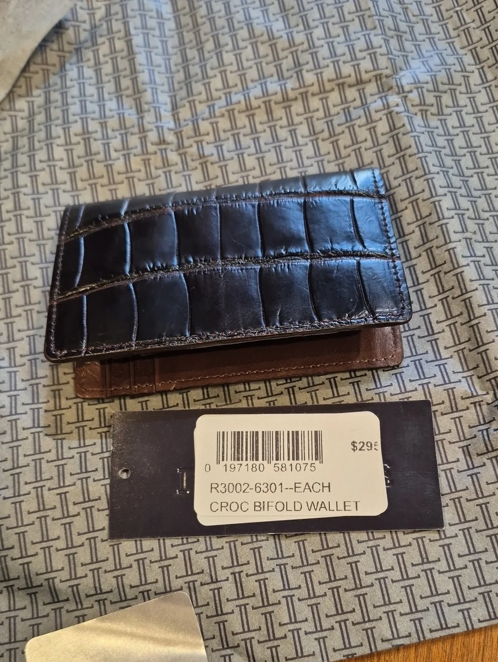 LUCCHESE Bootmaker Crocodile Leather Bifold Wallet Brand New